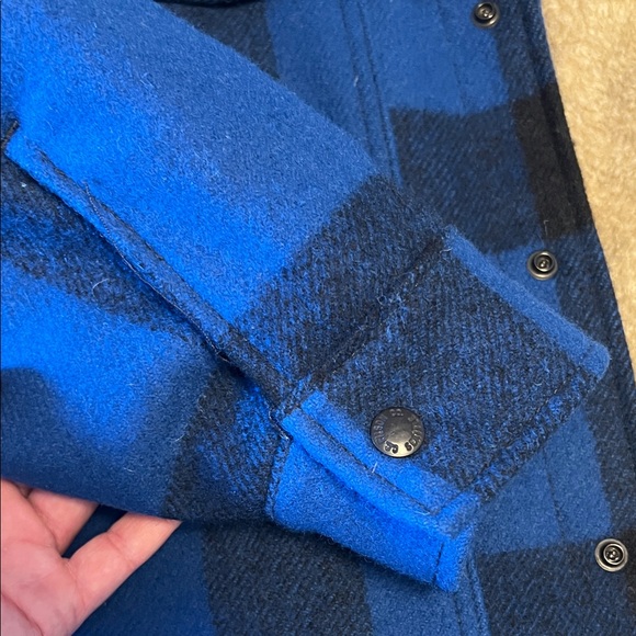 Filson Lined Mackinaw Wool Cape Coat - Cobalt/Black Small [Preowned - Excellent] - Picture 6 of 7